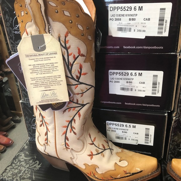 Ladies Dan Post custom boots bone wingtip NWT - Picture 3 of 5